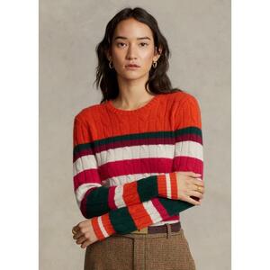 [해외] 랄프로렌 Striped Cashmere Crewneck Sweater 626909_Orange_Multi_Orange_Multi