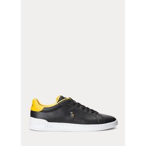 [해외] 랄프로렌 Heritage Court II Leather Sneaker 621476_Black/Yellowfin_Black/Yellowfin