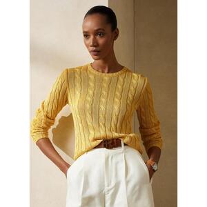 [해외] 랄프로렌 Cable Knit Silk Crewneck Sweater 636762_Classic_Yellow_Classic_Yellow