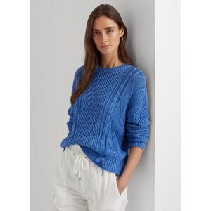 [해외] 랄프로렌 Lacing Cable Knit Cotton Sweater 635563_New_England_Blue_New_England_Blue