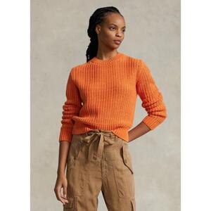 [해외] 랄프로렌 Openwork Cotton Blend Crewneck Sweater 638837_Orange_Mutli_Orange_Mutli