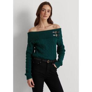 [해외] 랄프로렌 Off the Shoulder Cable Knit Sweater 630981_Hunt_Club_Green_Hunt_Club_Green