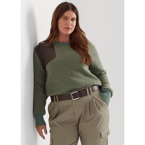 [해외] 랄프로렌 Faux Leather Trim Wool Blend Sweater 630897_Multi_Multi