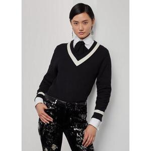 [해외] 랄프로렌 Silk Cotton Cricket Sweater 623156_Black/Lux_Cream_Black/Lux_Cream