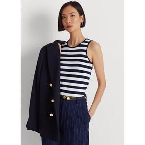 [해외] 랄프로렌 Striped Cotton Blend Sleeveless Sweater 637574_French_Navy/White_French_Navy/White