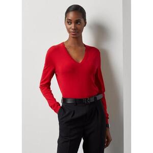 [해외] 랄프로렌 Wool Long Sleeve V Neck Sweater 587115_Bright_Red_Bright_Red