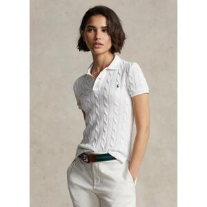 [해외] 랄프로렌 Slim Fit Cable Knit Polo Shirt 638615_White_White
