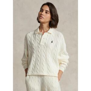 [해외] 랄프로렌 Cropped Cable Wool Cashmere Polo Shirt 629583_Collection_Cream_Collection_Cream