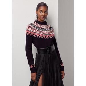 [해외] 랄프로렌 Wool Cashmere Long Sleeve Sweater 632235_Black_Multi_Black_Multi