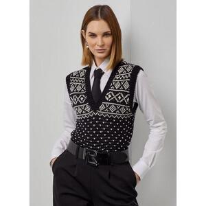 [해외] 랄프로렌 Jacquard Knit Wool Sleeveless Sweater 632229_Black_Multi_Black_Multi