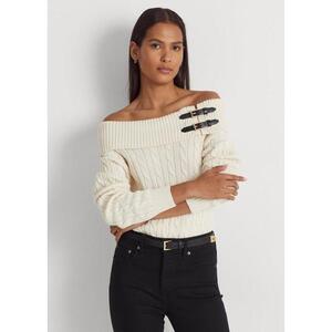 [해외] 랄프로렌 Off the Shoulder Cable Knit Sweater 630981_Mascarpone_Cream_Mascarpone_Cream