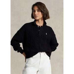 [해외] 랄프로렌 Cropped Cable Wool Cashmere Polo Shirt 629583_Polo_Black_Polo_Black