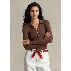 [해외] 랄프로렌 Ribbed Long Sleeve Polo Shirt 638715_Chocolate_Brown_Chocolate_Brown