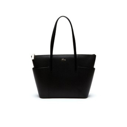 [해외] Lacoste Womens Chantaco Pique Leather Zip Pockets Tote Bag [라코스테가방] black (NF2491CE_000_24)