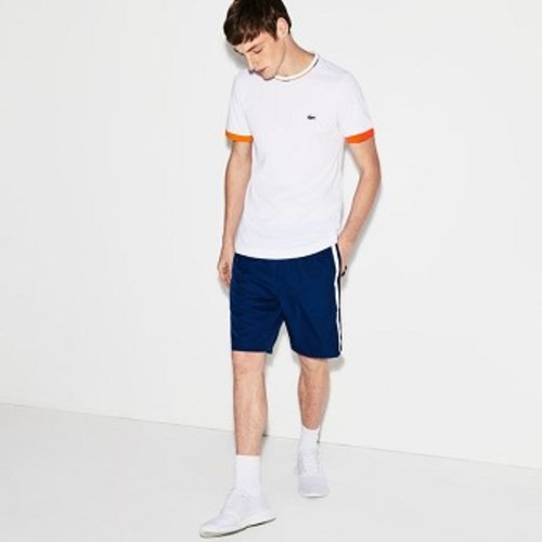 [해외] Lacoste Mens SPORT Colored Bands Taffeta Tennis Shorts [라코스테바지] navy/white-buttercup-apri (GH3134_J5X_20)