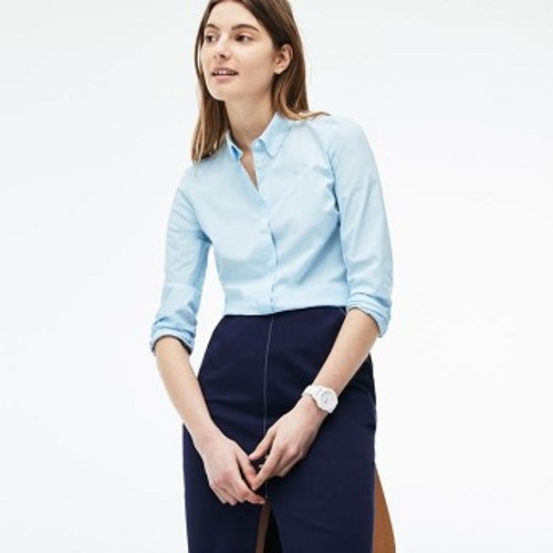 [해외] Lacoste Womens Slim Fit Stretch Cotton Poplin Shirt [라코스테맨투맨] rill (CF7907_T01_24)