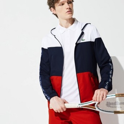 Mens SPORT Colorblock Tennis Jacket [라코스테 자켓] White/Navy Blue/Red-A10 (Selected colour) (BH6962-51)
