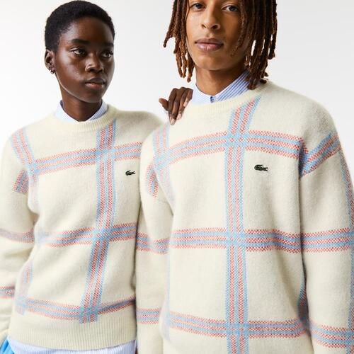 [해외] 라코스테 Unisex Relaxed Fit Tartan Pattern Wool Blend Sweater AH0487_7D1