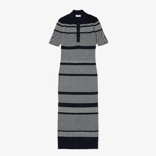 [해외] 라코스테 Womens Striped Cotton Knit Blend Mid Length Polo Dress EF1181_HHW