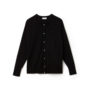 [해외] Lacoste Womens High Neck Cotton Jersey Cardigan [라코스테니트,라코스테스웨터] black (AF5041_031_24)