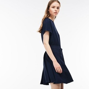 [해외] Lacoste Womens Pleated Crepe Dress [라코스테원피스] NAVY BLUE (EF7601_166_21)