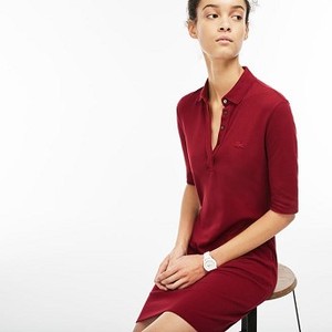 [해외] Lacoste Womens Slim Fit Stretch Mini Pique Polo Dress [라코스테원피스] autumnal red (EF3055_YPW_20)