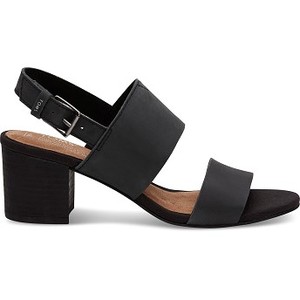 [해외] Toms Black Leather Womens Poppy Sandals [탐스 슬립온] (889556411016)