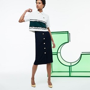 [해외] Lacoste Womens Fashion Show High-Waisted Buttoned Crepe Skirt [라코스테원피스] NAVY BLUE (JF0997_166_20)