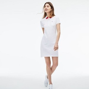 [해외] Lacoste Womens Slim Fit Polo Pique Dress [라코스테원피스] white/red (EF3060_MGU_20)