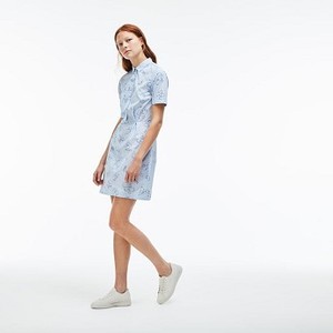 [해외] Lacoste Womens LIVE Print Poplin Shirt Dress [라코스테원피스] BREEZE/WHITE-NAVY BLUE (EF2775_W4S_24)