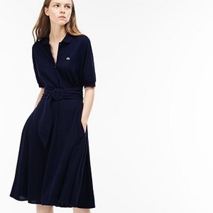 [해외] Lacoste Womens Belted Buttoned Soft Petit Pique Polo Dress [라코스테원피스] NAVY BLUE (EF3089_166_20)