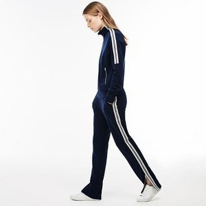 [해외] Lacoste Womens Contrast Bands Crepe Fleece Urban Sweatpants [라코스테바지] NAVY BLUE/VANILLA PLANT (HF3045_2DF_20)