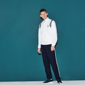 [해외] Lacoste Mens SPORT Stretch Trackpants - Novak Djokovic Supporter Collection [라코스테바지] white/navy blue-white (WH3380_DU9_20)