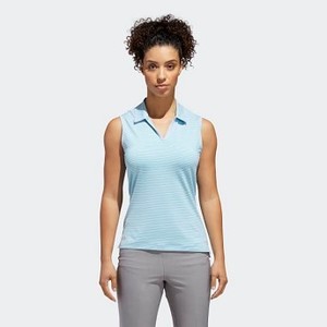[해외] ADIDAS USA Womens Golf Ultimate365 Stripe Sleeveless Polo Shirt [아디다스탱크탑] Vision Blue (CW6661)