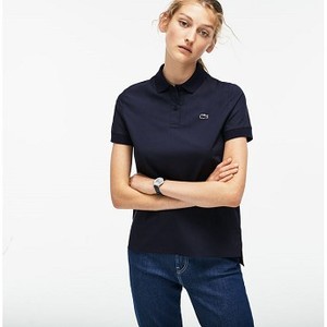 [해외] Lacoste Womens Regular Fit Stretch Poplin Polo Shirt [라코스테맨투맨] navy blue (CF6821_166_24)