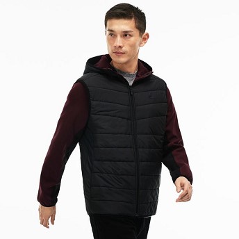 [해외] Mens Hooded Zippered Sweatshirt In Two-Tone Quilted Jersey [라코스테 LACOSTE] bordeaux/black (SH7394-51-QZK)
