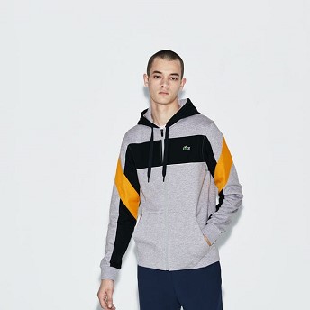 [해외] Mens SPORT Hooded Zip Colorblock Tennis Sweatshirt [라코스테 LACOSTE] grey chine/navy blue/orange/white (SH9496-51-ENF)