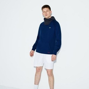 [해외] Mens SPORT Contrast Hood Fleece Tennis Sweatshirt [라코스테 LACOSTE] Blue/Dark Gray/Black/Red (SH9489-51-AQ4)