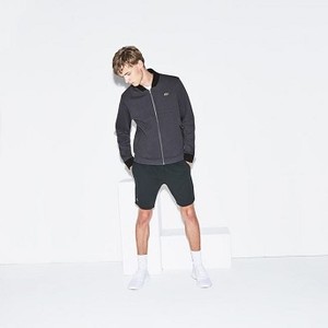 [해외] Mens SPORT Banana Neck Zippered Fleece Tennis Sweatshirt [라코스테 LACOSTE] dark gray/black (SH9487-51-TNV)