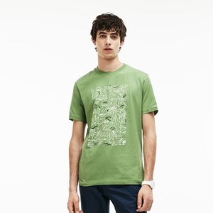 [해외] Mens Crew Neck Print Cotton T-Shirt [라코스테 LACOSTE] green/white (TH3270-51-ME1)