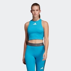 [해외] Womens Athletics adidas Athletics Pack Cropped Tank Top [아디다스 탱크탑] Shock Cyan (DP3856)
