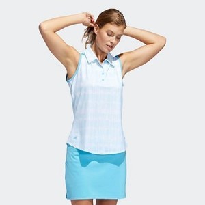 [해외] Womens Golf Ultimate365 Printed Polo Shirt [아디다스 탱크탑] White/Bright Cyan (DQ0486)