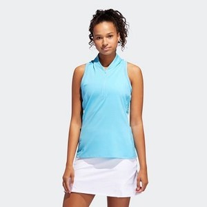 [해외] Womens Golf Sleeveless Polo Shirt [아디다스 탱크탑] Bright Cyan (DX0008)