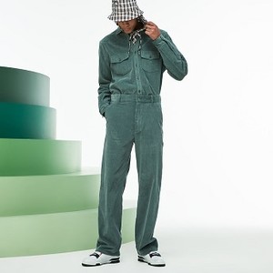[해외] Mens Fashion Show Boxy Fit Ribbed Italian Velour Pants [라코스테 바지] Khaki Green (HH3174-51)