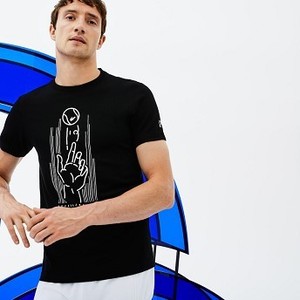 [해외] Mens SPORT Crew Neck Print Technical Jersey T-shirt - Lacoste x Novak Djokovic Support With Style - Off Court Collection [라코스테 반팔,폴로티] Black (TH9475-51)