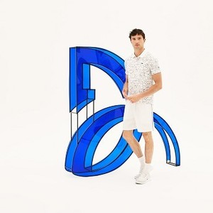 [해외] Mens SPORT Print Technical Jersey Polo - Lacoste x Novak Djokovic On Court Premium Edition [라코스테 반팔,폴로티] White/Black (DH9456-51)