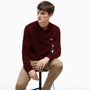 [해외] classic fit long-sleeve Polo Shirt in marl petit pique [라코스테 반팔,폴로티] Red (L1313-51)