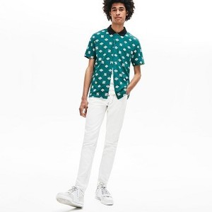 [해외] 남여공용 LIVE Ultra Slim Fit Buttoned Polo [라코스테 반팔,폴로티] Green/White (PH4948-51)
