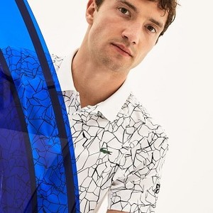 [해외] Mens SPORT Print Technical Jersey Polo - Lacoste x Novak Djokovic On Court Premium Edition [라코스테 반팔,폴로티] White/Black (DH9466-51)