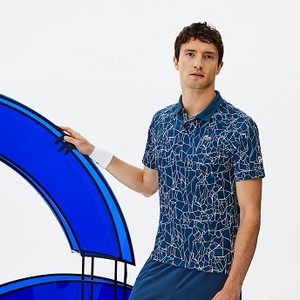 [해외] Mens SPORT Print Technical Jersey Polo - Lacoste x Novak Djokovic On Court Premium Edition [라코스테 반팔,폴로티] Blue/White (DH9456-51)